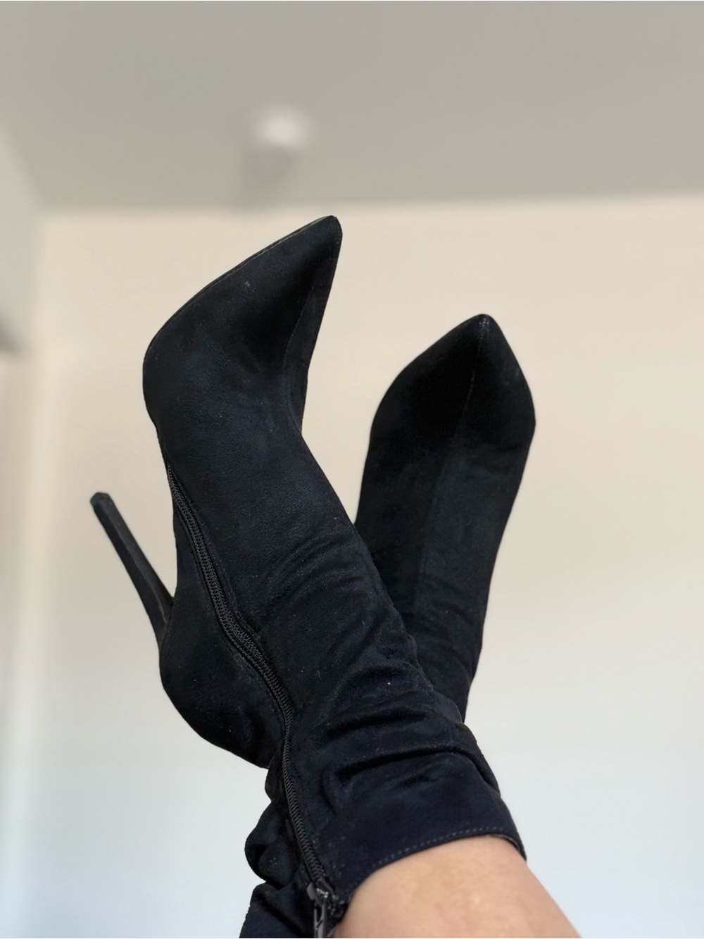 Miss Lola Black Pointed Toe Stiletto Ankle Boots